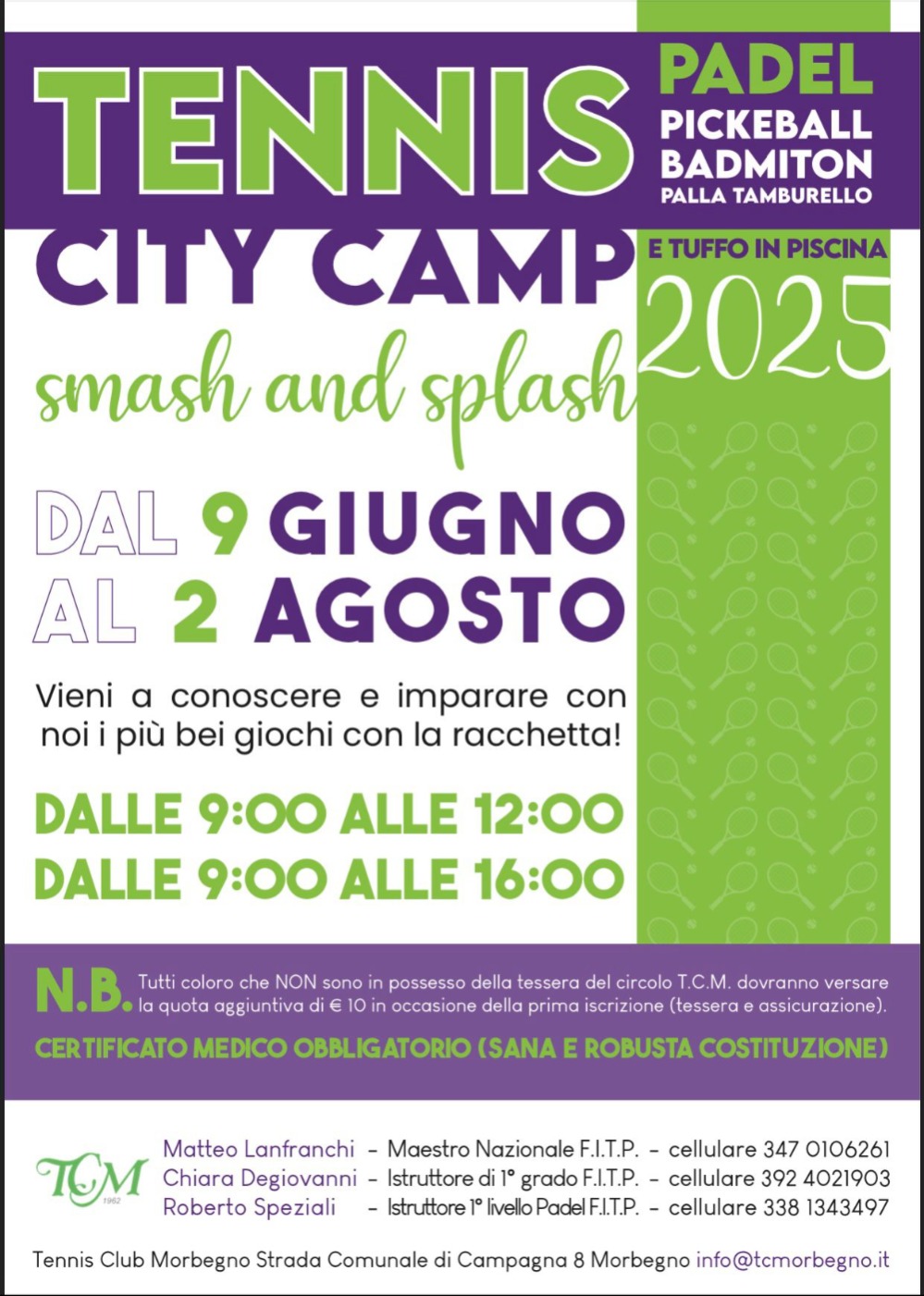 Immagine Evento Tennis City Camp "Smash and Splash" | Calendario Valtellinese
