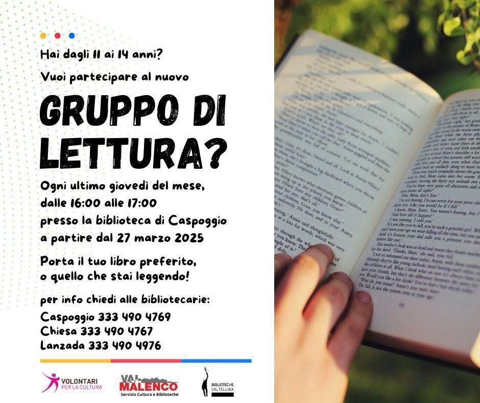Immagine Evento Gruppo di Lettura - Caspoggio | Calendario Valtellinese