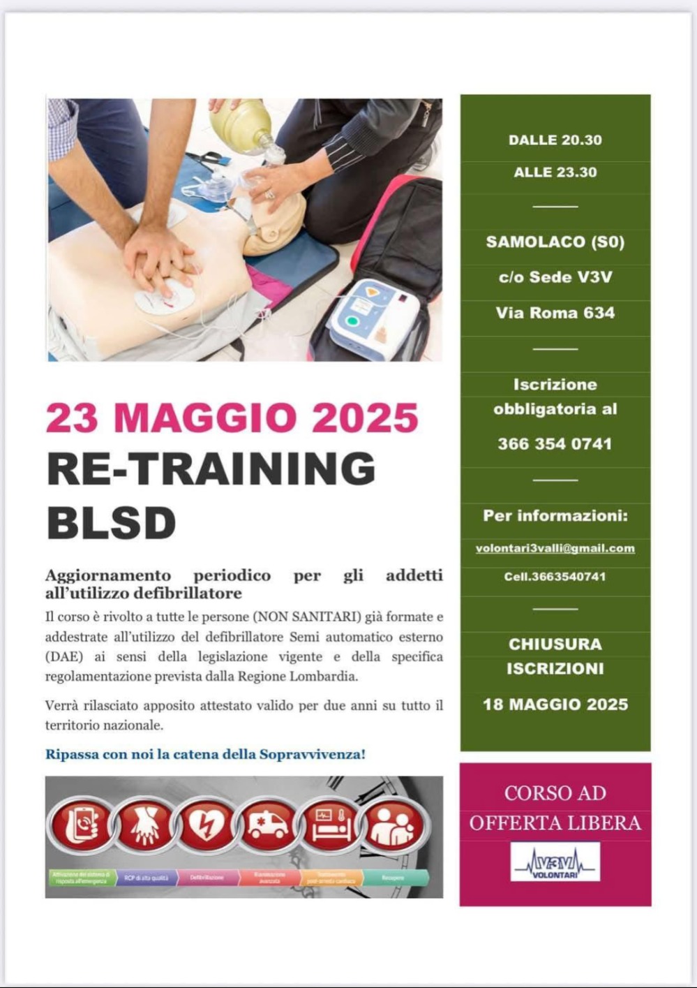 Immagine Evento Corso Re-Training BLSD | Calendario Valtellinese