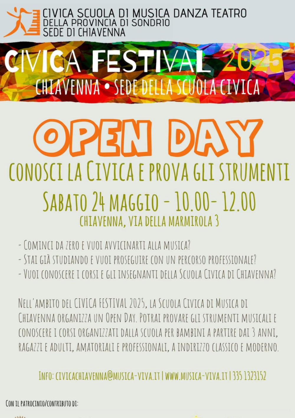 Immagine Evento Open Day Scuola Civica di Chiavenna | Calendario Valtellinese