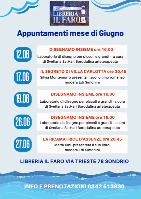 Immagine Evento Giugno alla Libreria Il Faro | Calendario Valtellinese