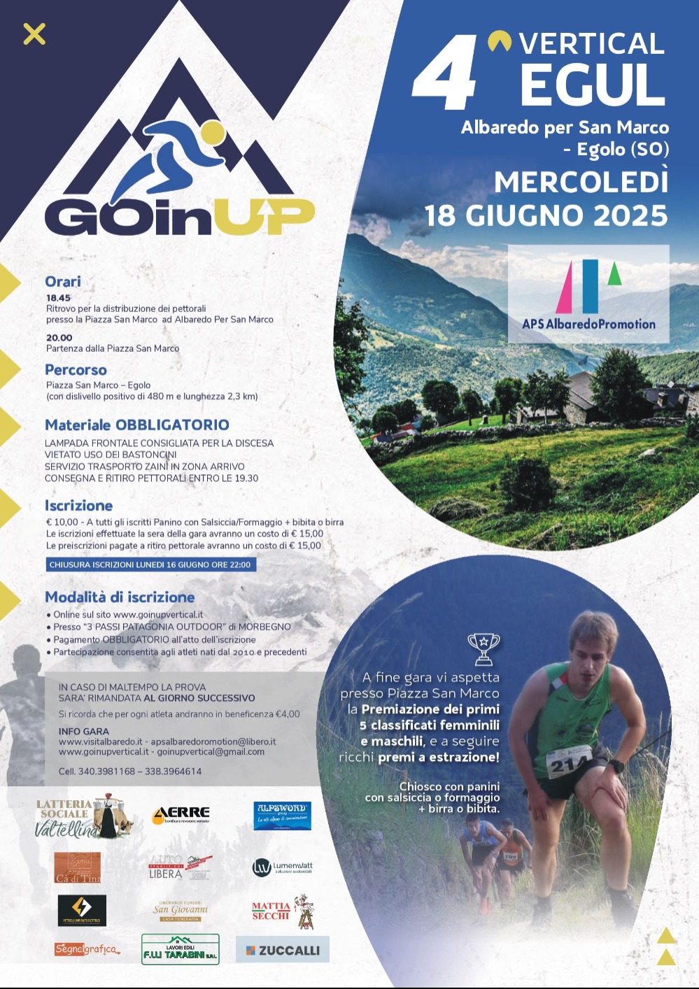 Immagine Evento GOinUP – 4ª Vertical Egul: sfida in salita ad Albaredo per S. Marco | Calendario Valtellinese