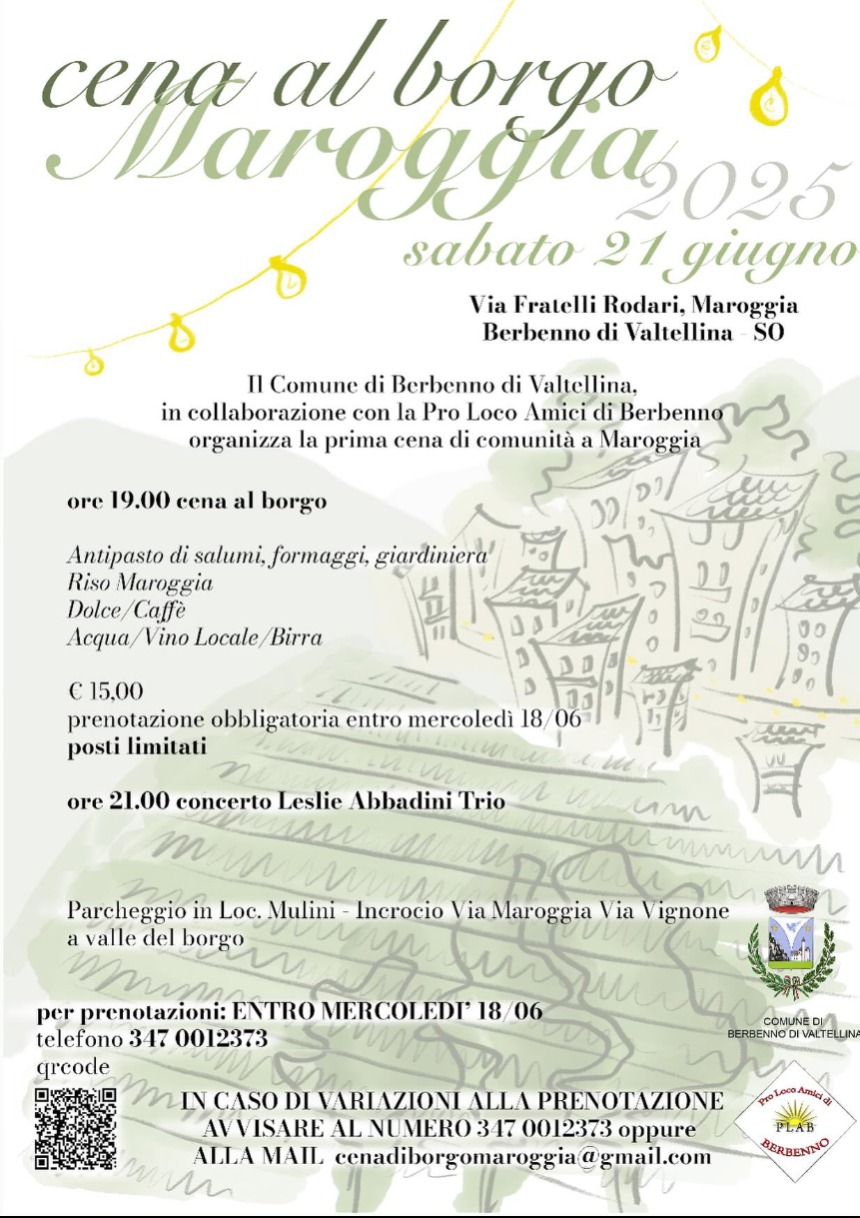 Immagine Evento Cena al borgo Maroggia | Calendario Valtellinese
