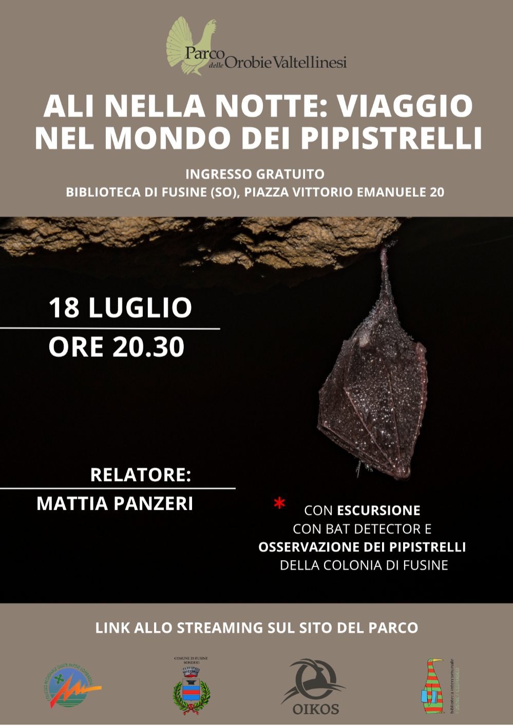 Immagine Evento Ali nella notte – Viaggio nel mondo dei pipistrelli | Calendario Valtellinese