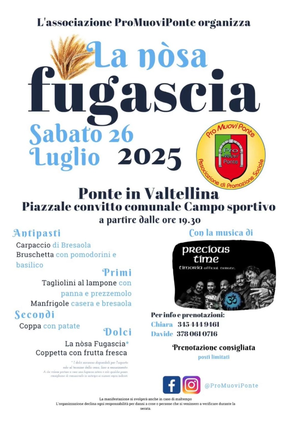 Immagine Evento La Nòsa Fugascia | Calendario Valtellinese