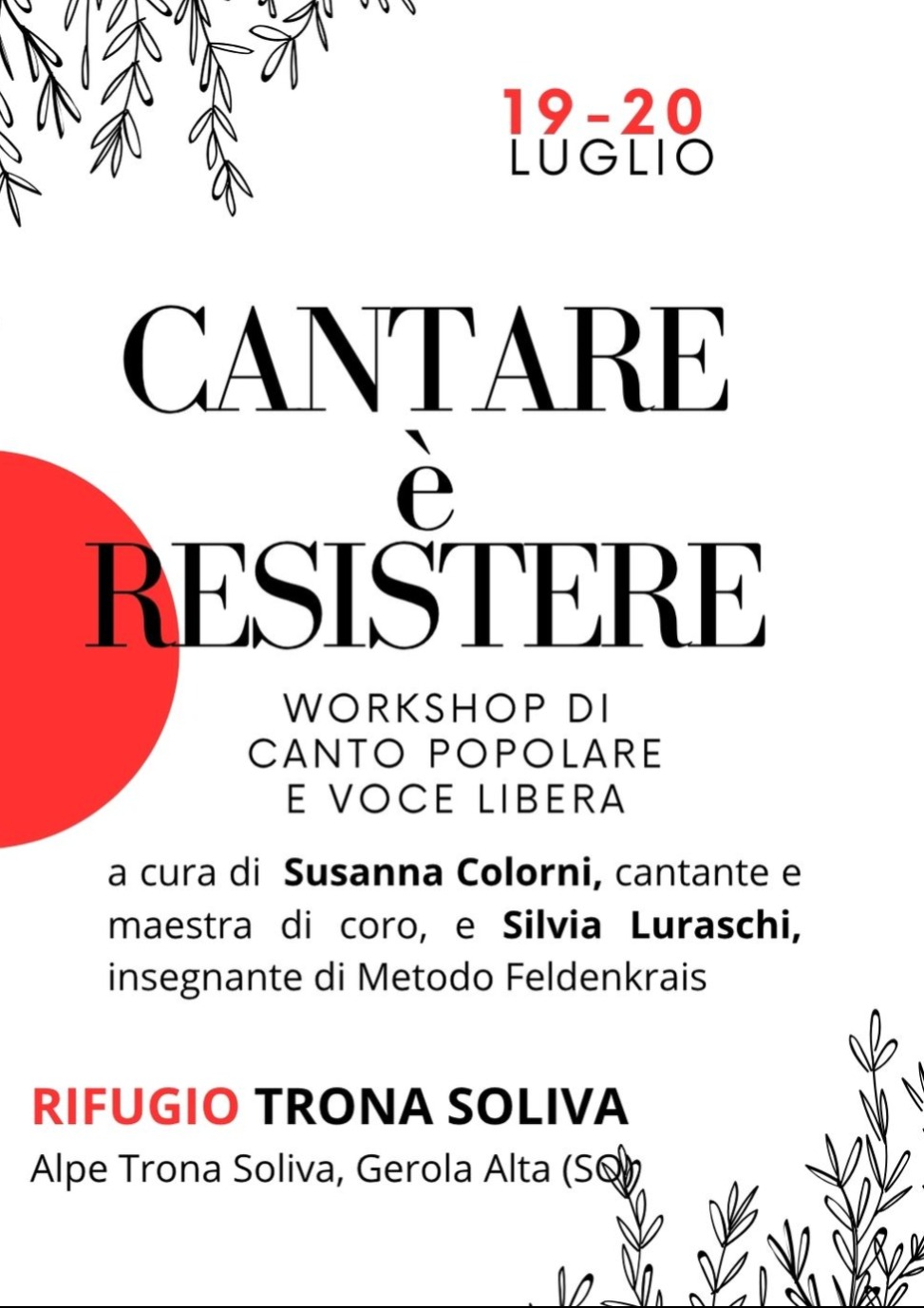 Immagine Evento Workshop "Cantare è resistere" | Calendario Valtellinese