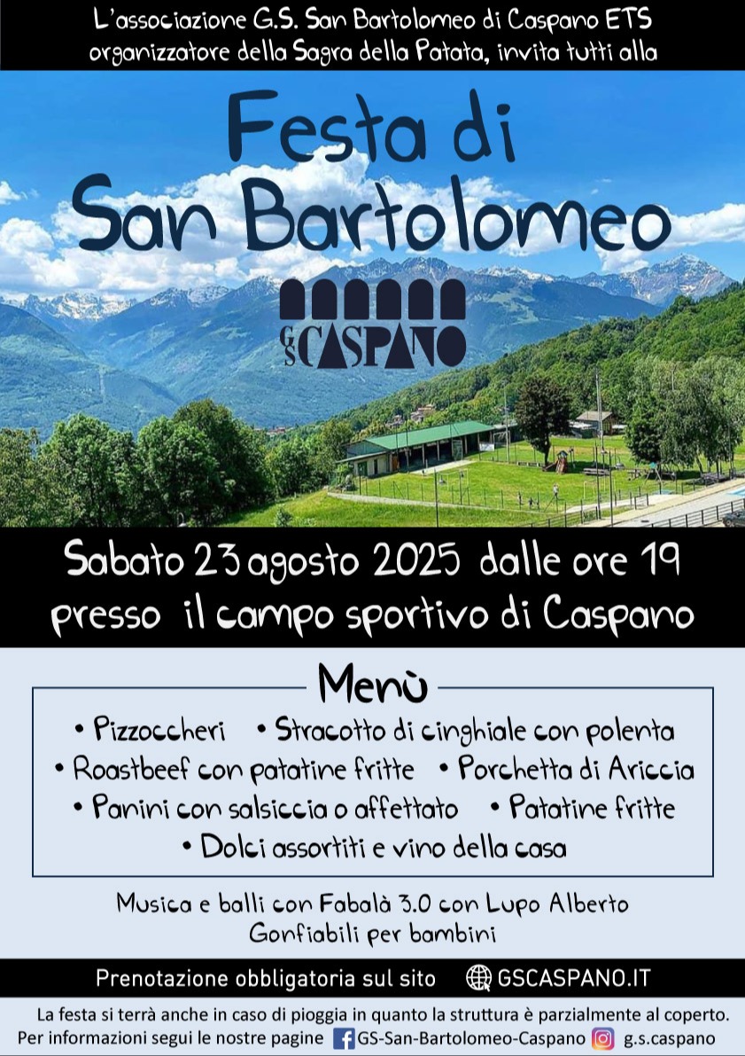 Immagine Evento Festa di San Bartolomeo | Calendario Valtellinese