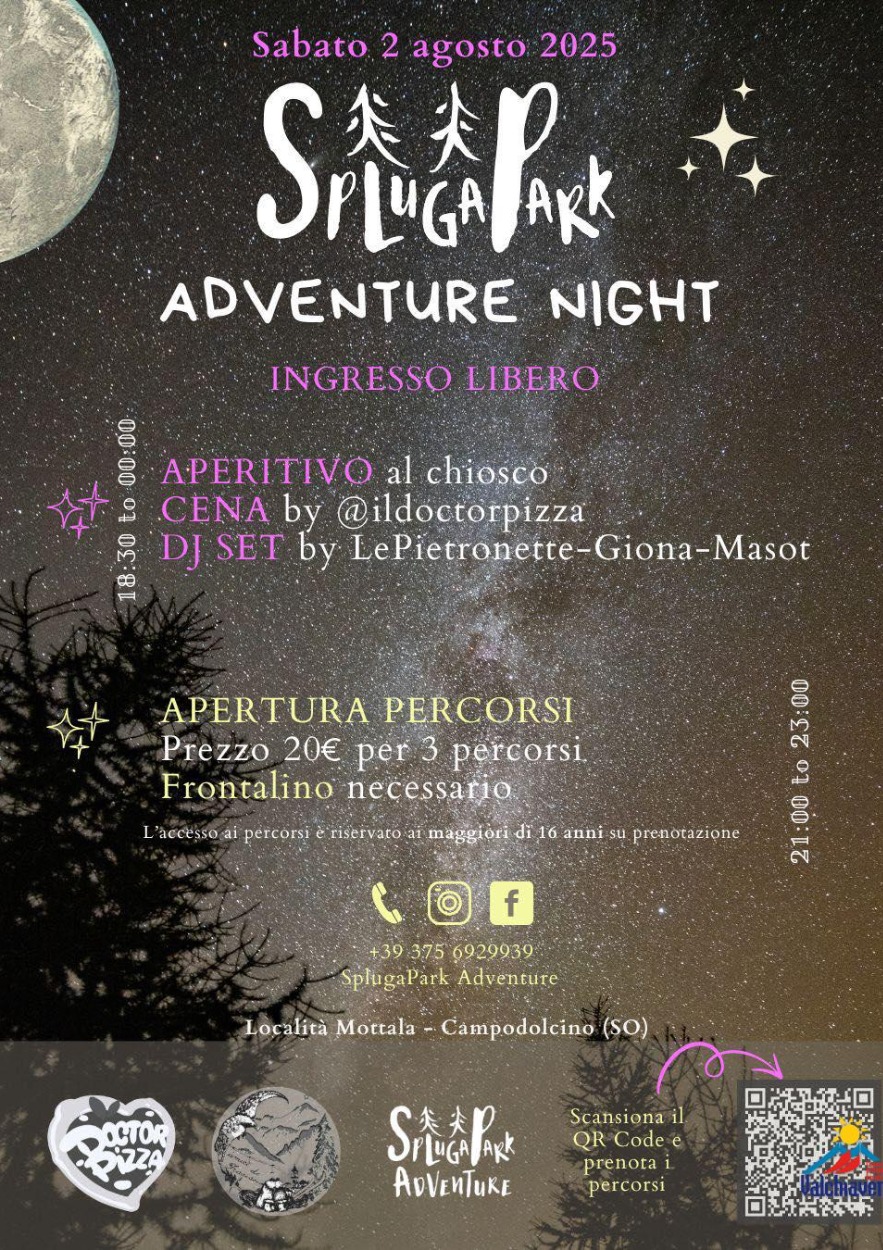 Immagine Evento Spluga park adventure night | Calendario Valtellinese