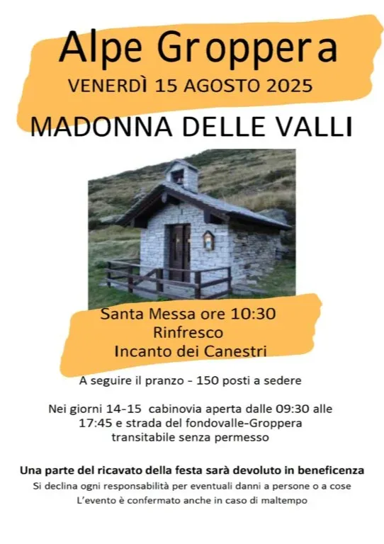 Immagine Evento Festa Madonna delle Valli | Calendario Valtellinese