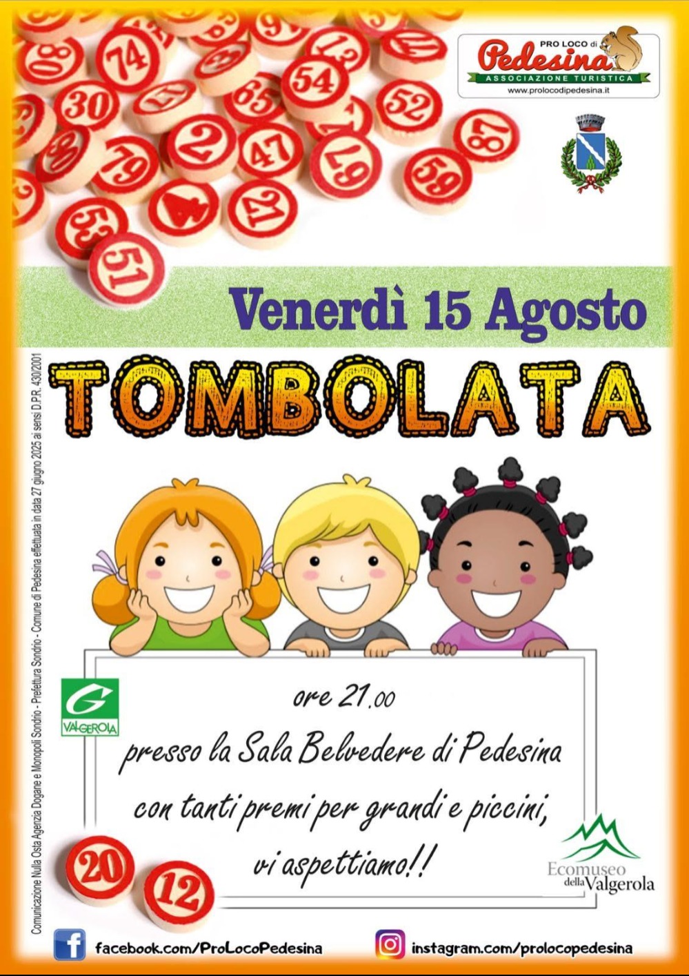 Immagine Evento Tombolata a Pedesina | Calendario Valtellinese