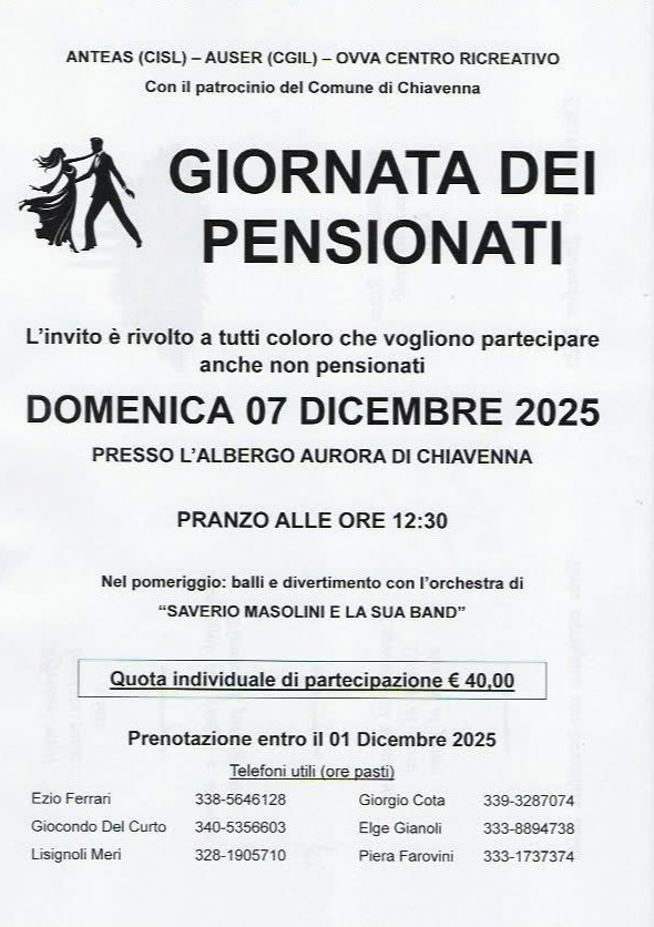 Immagine Evento Giornata dei pensionati | Calendario Valtellinese
