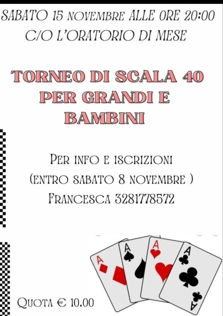 Immagine Evento Torneo di scala 40 per grandi e bambini | Calendario Valtellinese
