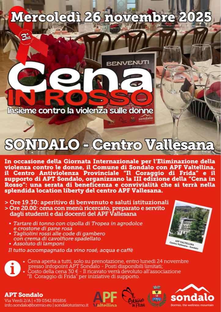 Immagine Evento Cena in rosso | Calendario Valtellinese