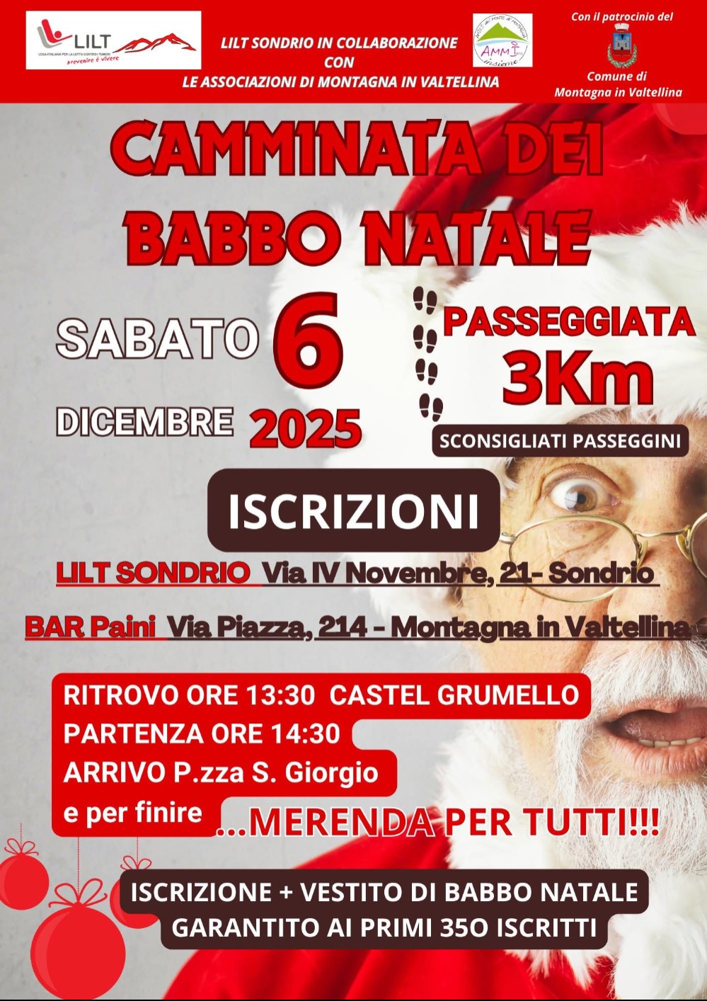 Immagine Evento Camminata dei Babbo Natale | Calendario Valtellinese