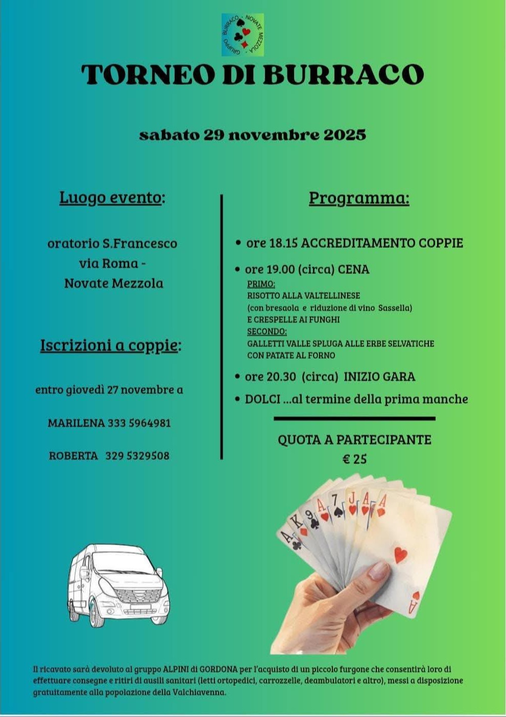 Immagine Evento Torneo di burraco Novate Mezzola | Calendario Valtellinese