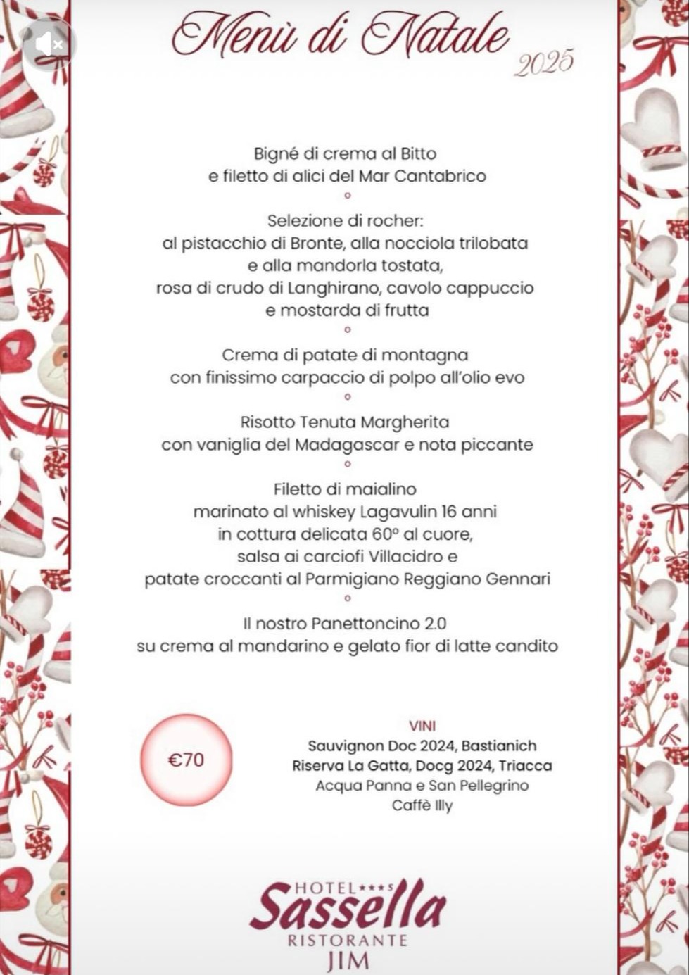 Immagine Evento Menù di Natale 2025 all'Hotel Sassella Ristorante Jim | Calendario Valtellinese