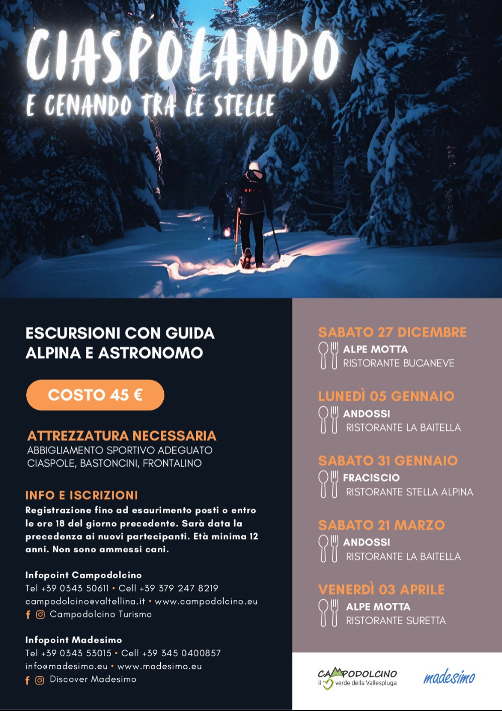Immagine Evento Ciaspolando e cenando tra le stelle | Calendario Valtellinese