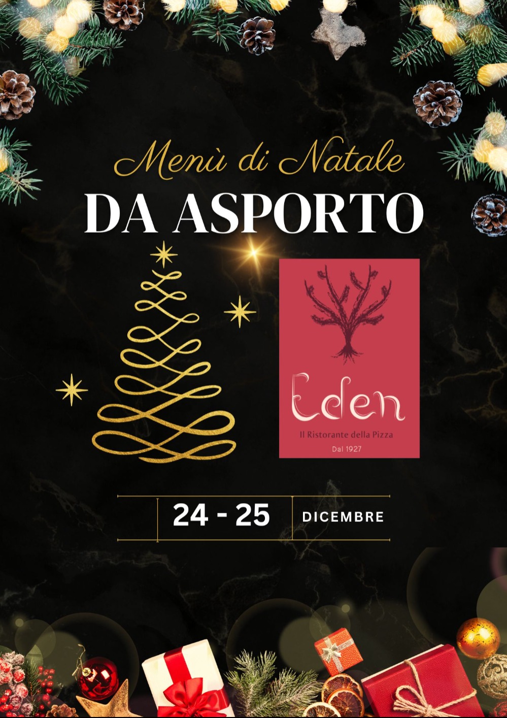Immagine Evento Menù di Natale "Zero Stress" da Eden il Ristorante della Pizza | Calendario Valtellinese