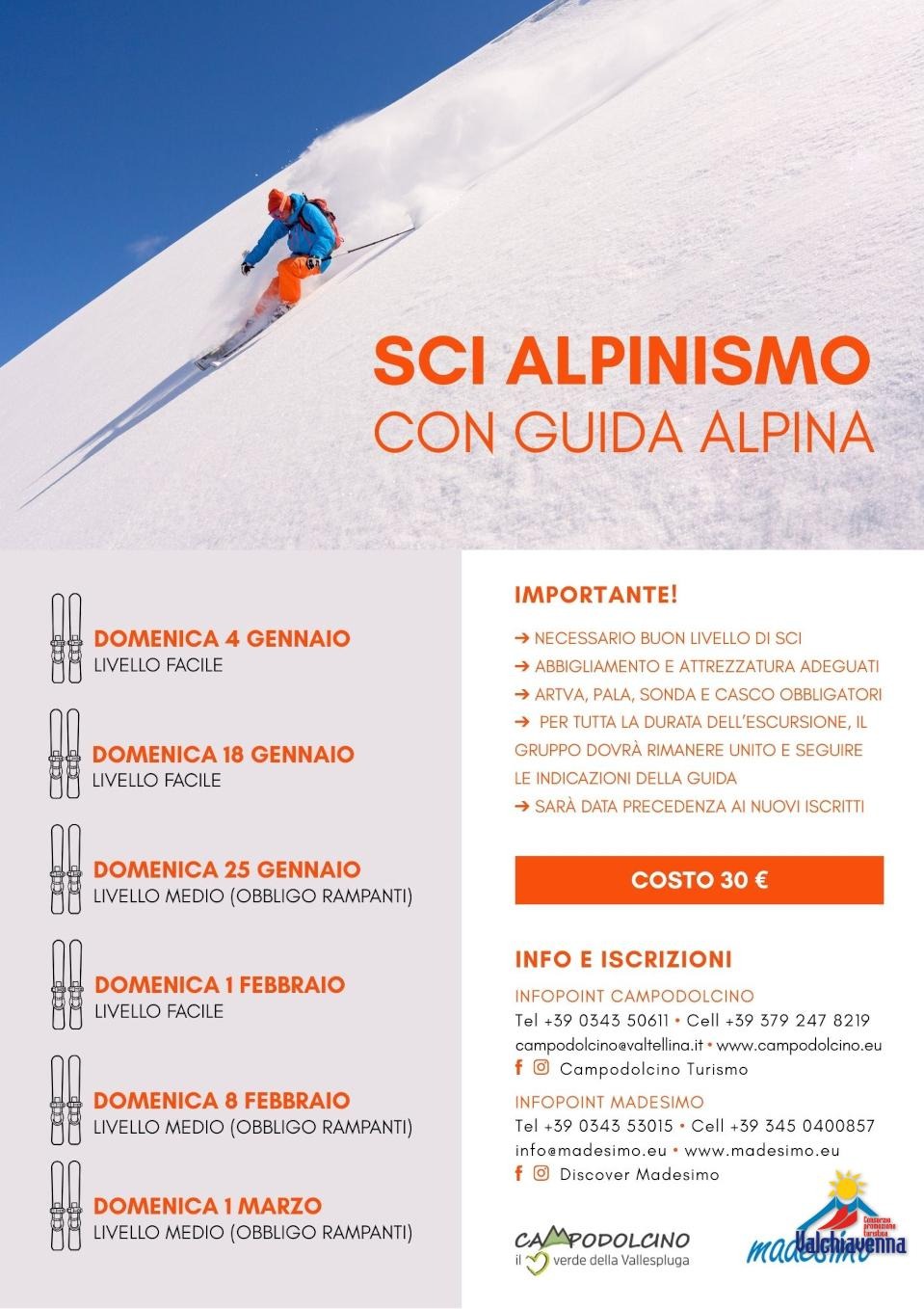 Immagine Evento Sci alpinismo con guida alpina | Calendario Valtellinese