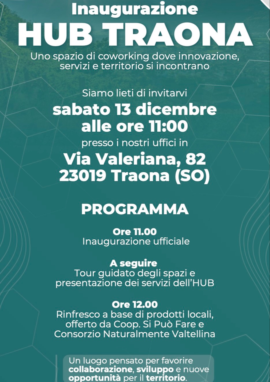 Immagine Evento Inaugurazione Hub Traona | Calendario Valtellinese