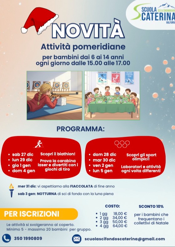 Immagine Evento Novità attività pomeridiane per bambini | Calendario Valtellinese