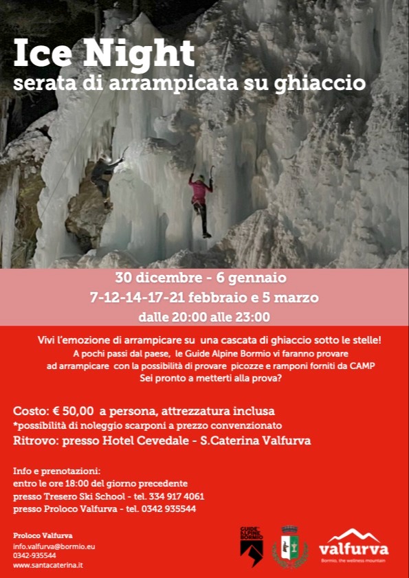Immagine Evento Ice Night – serata di arrampicata su ghiaccio | Calendario Valtellinese