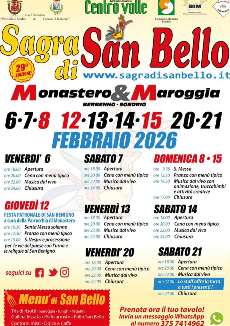 Immagine Evento Sagra di San Bello 2026 | Calendario Valtellinese