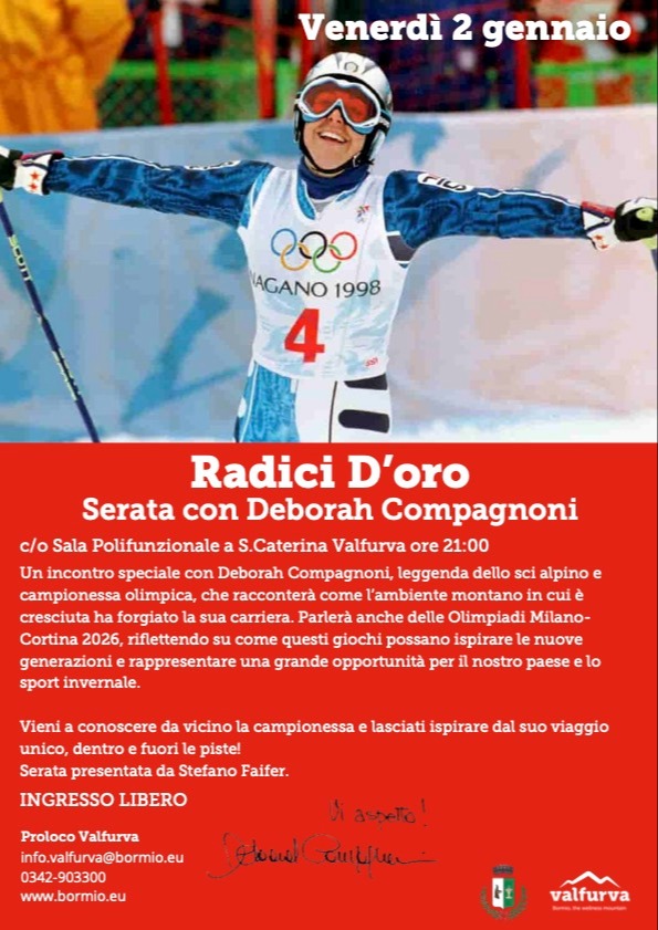 Immagine Evento Radici d'Oro – Serata con Deborah Compagnoni | Calendario Valtellinese