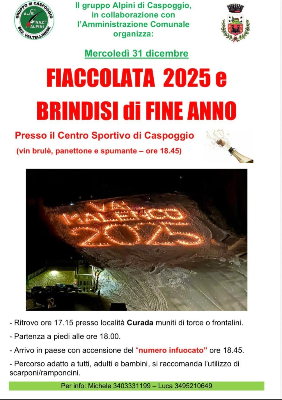 Immagine Evento Fiaccolata 2025 e brindisi di fine anno | Calendario Valtellinese
