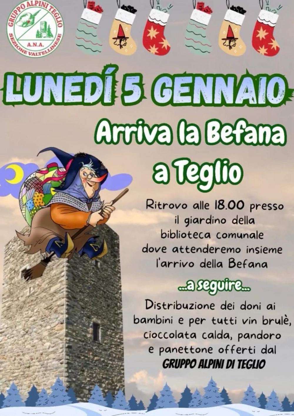 Immagine Evento Arriva la Befana a Teglio | Calendario Valtellinese