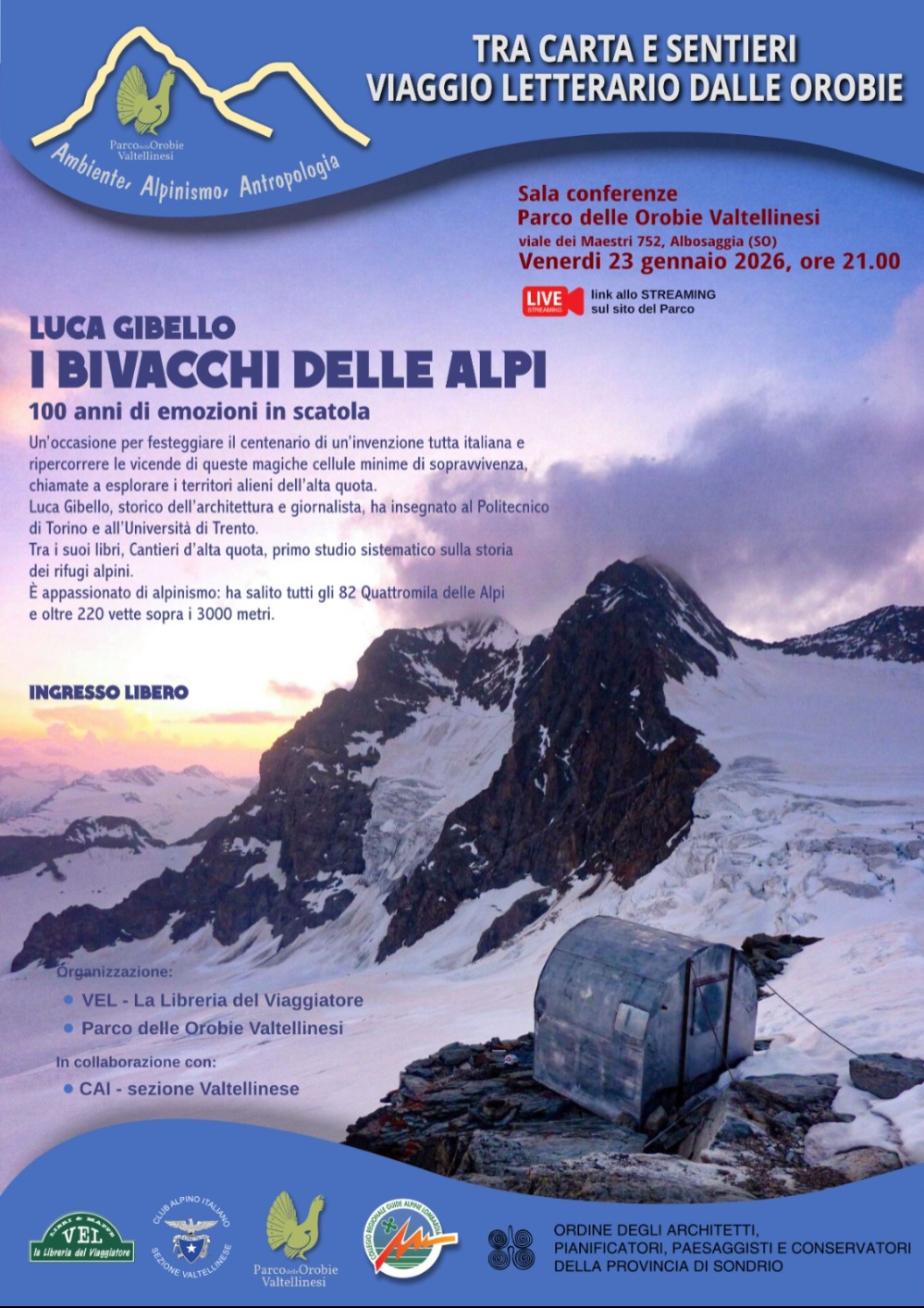 Immagine Evento I bivacchi delle Alpi | Calendario Valtellinese