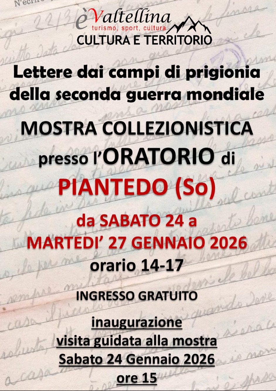 Immagine Evento Lettere dai campi di prigionia della seconda guerra mondiale | Calendario Valtellinese