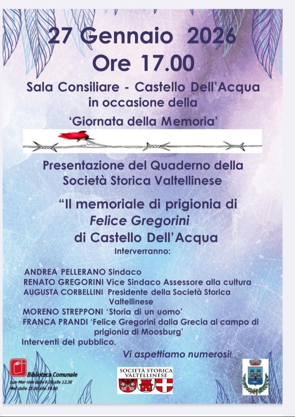 Immagine Evento Giornata della Memoria a Castello dell’Acqua | Calendario Valtellinese