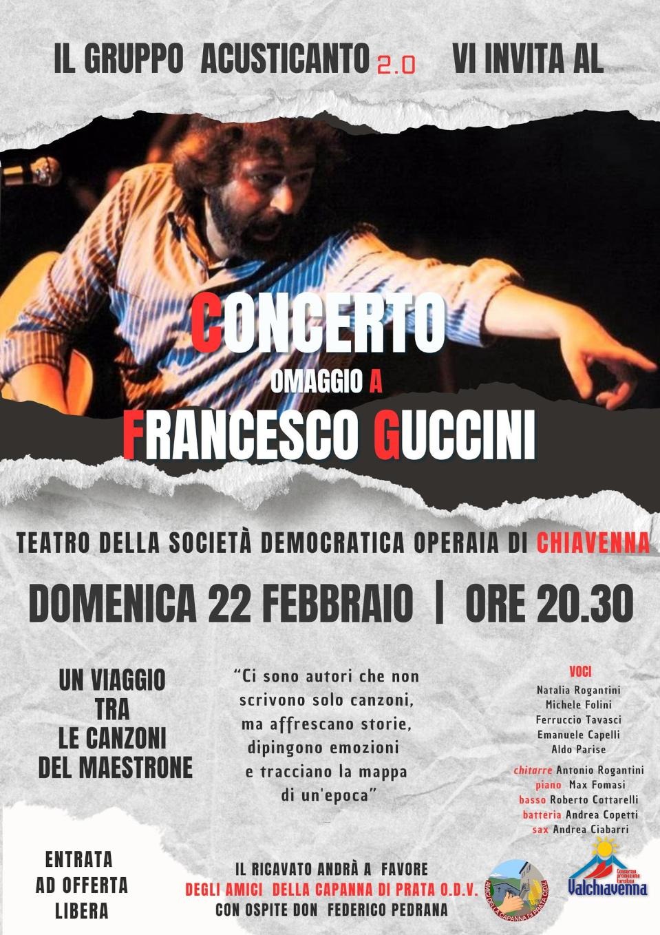 Immagine Evento Concerto omaggio a Francesco Guccini | Calendario Valtellinese