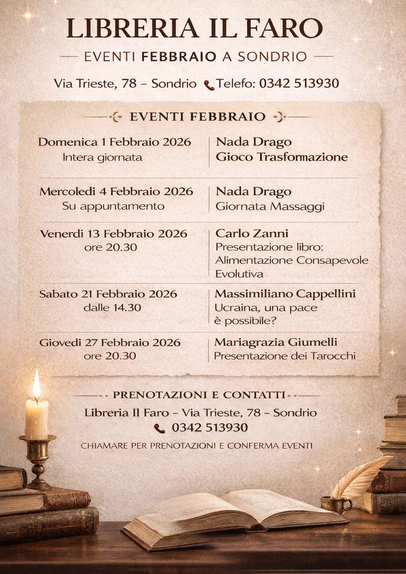 Immagine Evento Eventi alla Libreria Il Faro di Sondrio | Calendario Valtellinese