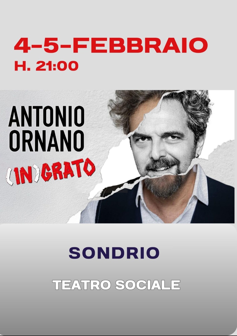 Immagine Evento Antonio Ornano in (IN)grato | Calendario Valtellinese