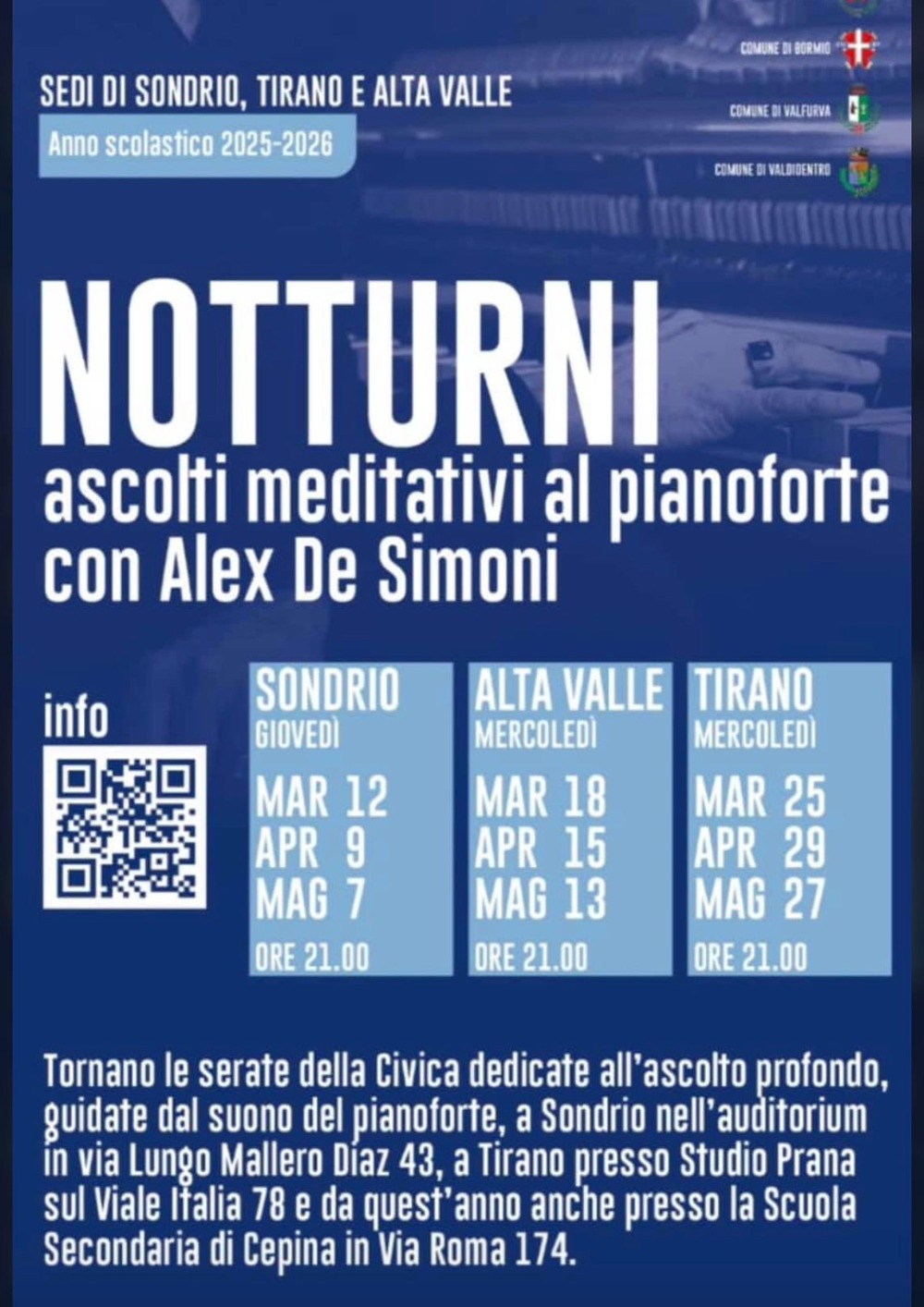 Immagine Evento Notturni  ascolti meditativi al pianoforte con Alex De Simoni | Calendario Valtellinese