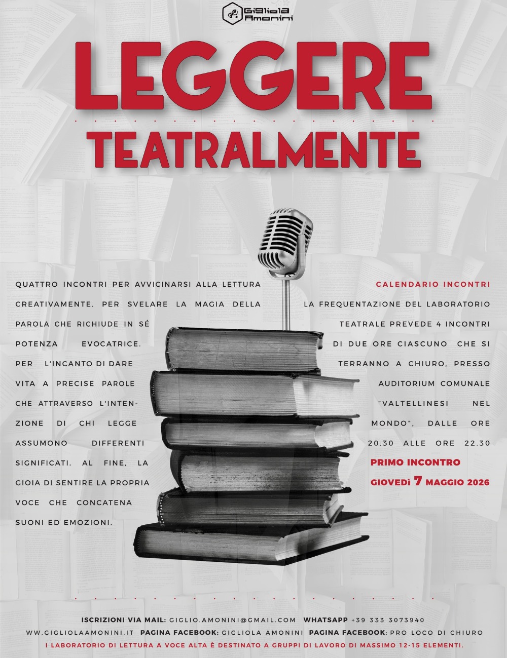 Immagine Evento Leggere teatralmente | Calendario Valtellinese