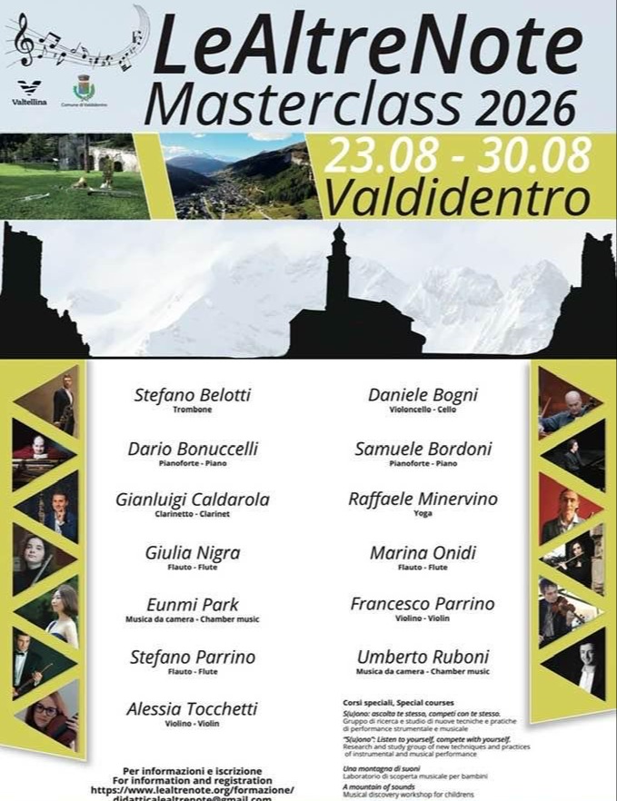 Immagine Evento LeAltreNote Masterclass 2026 | Calendario Valtellinese
