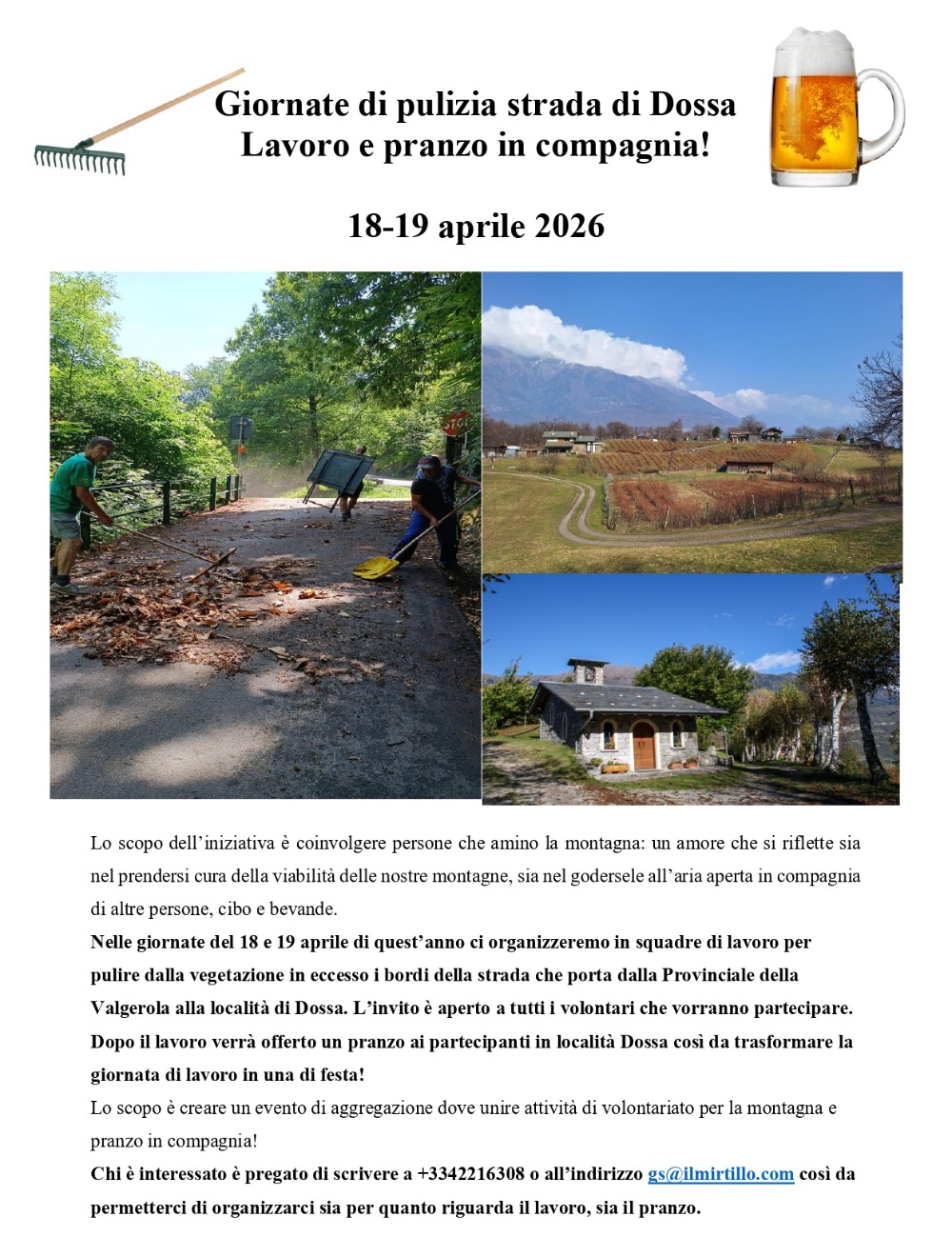 Immagine Evento Giornate di pulizia strada di Dossa | Calendario Valtellinese