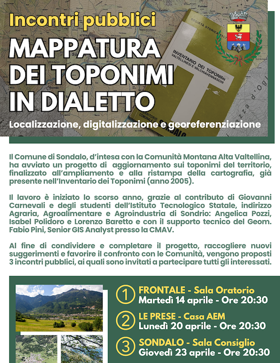 Immagine Evento Mappatura dei toponimi in dialetto | Calendario Valtellinese