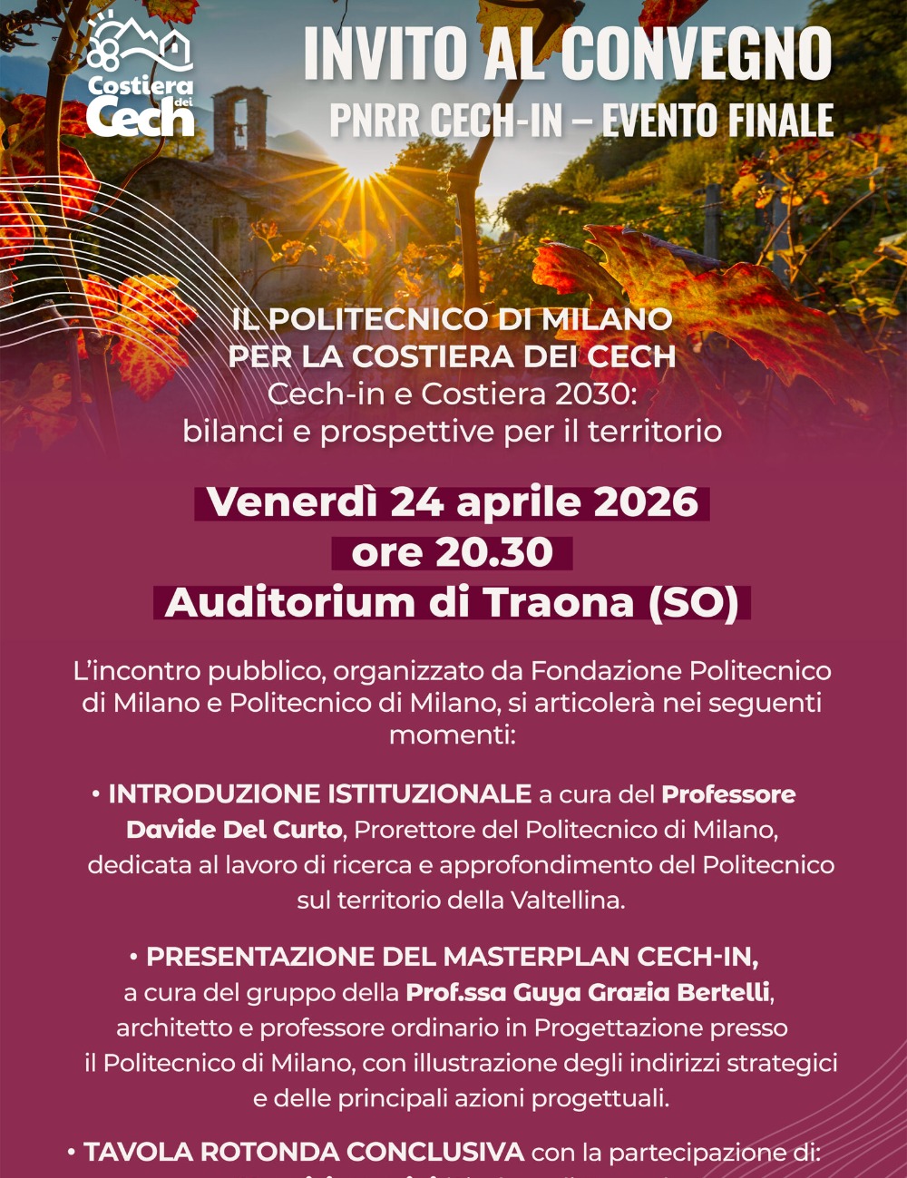 Immagine Evento PNRR Cech-In – Evento finale | Calendario Valtellinese