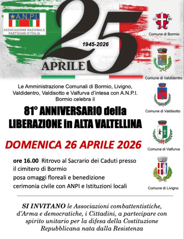 Immagine Evento 81° Anniversario della liberazione in Alta Valtellina | Calendario Valtellinese