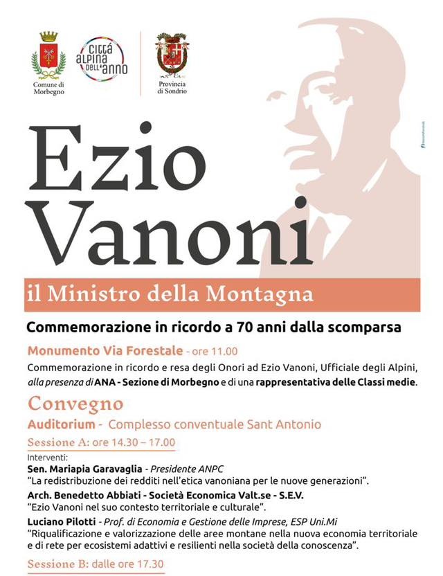 Immagine Evento Ezio Vanoni, il Ministro della Montagna | Calendario Valtellinese