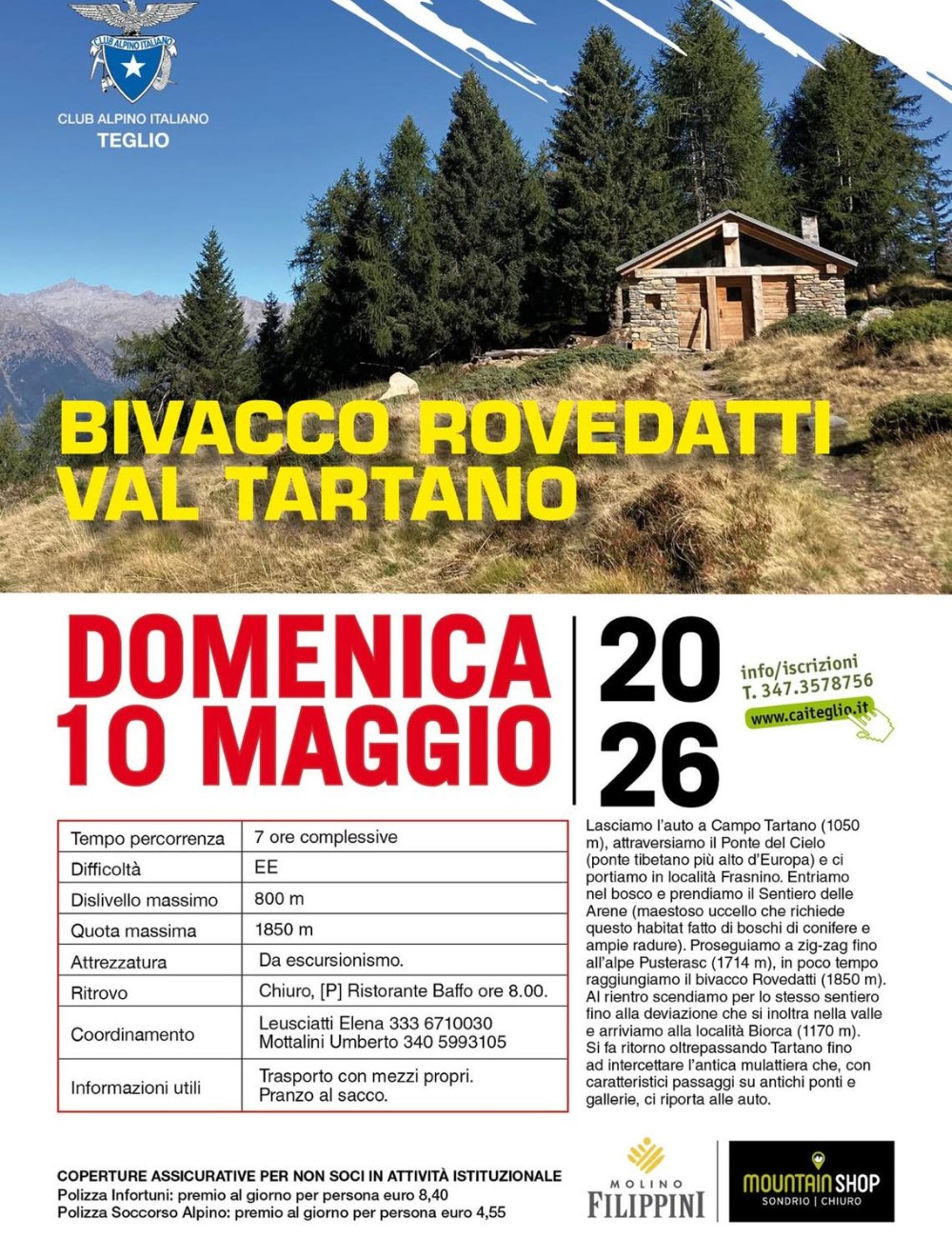 Immagine Evento Escursione al Bivacco Rovedatti | Calendario Valtellinese