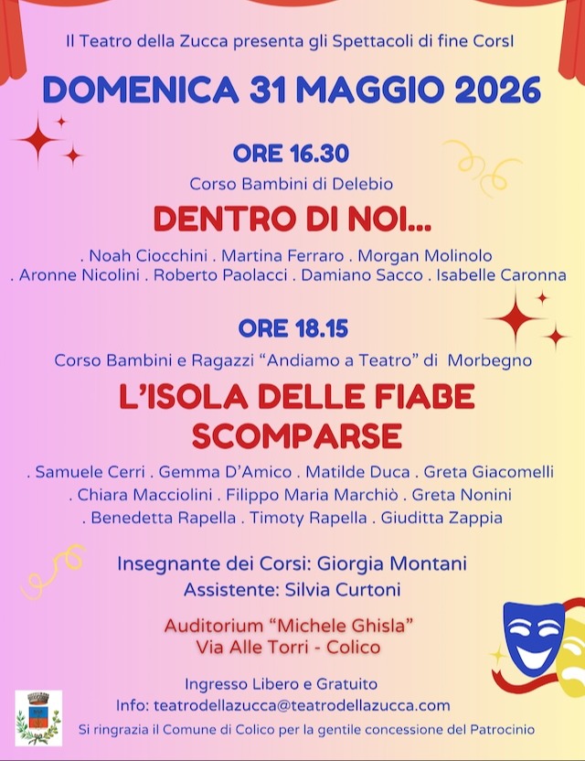Immagine Evento Spettacoli di fine corsi del Teatro della Zucca | Calendario Valtellinese