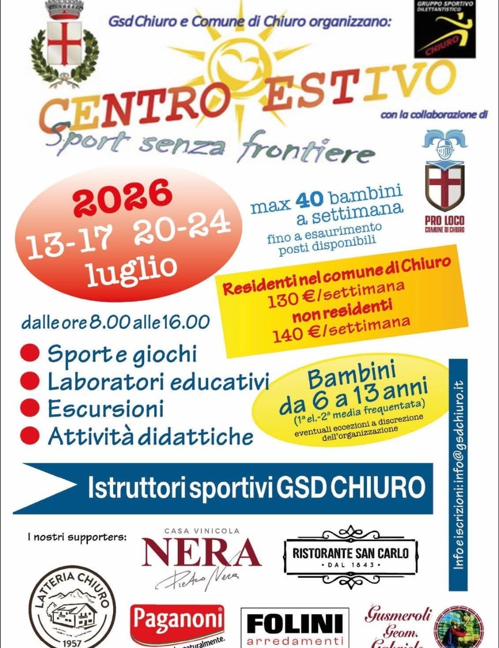 Immagine Evento Centro Estivo Sport senza frontiere | Calendario Valtellinese