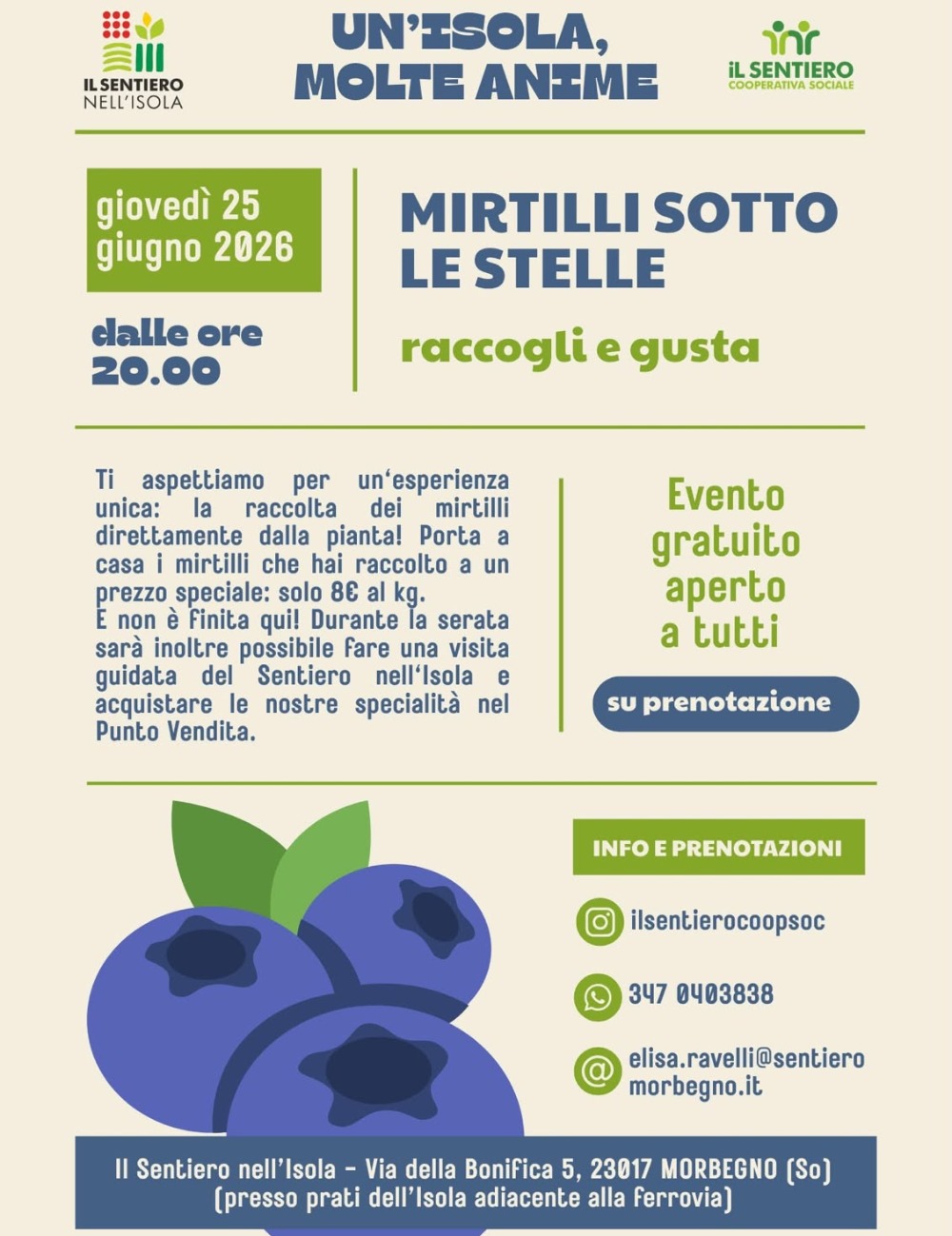 Immagine Evento Mirtilli sotto le stelle | Calendario Valtellinese