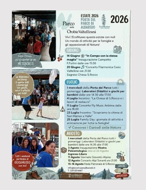 Immagine Evento Estate 2026 alla Porta del Parco di Albaredo | Calendario Valtellinese