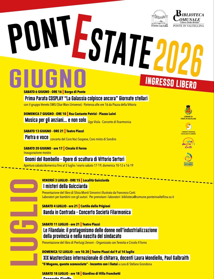 Immagine Evento PontEstate 2026 | Calendario Valtellinese